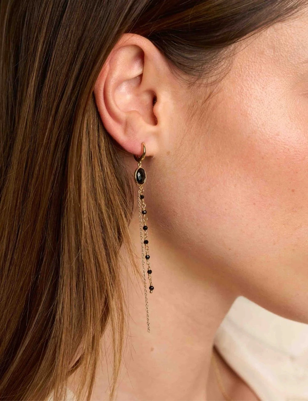 Boucles d'oreilles pendantes Florence - Onyx noir