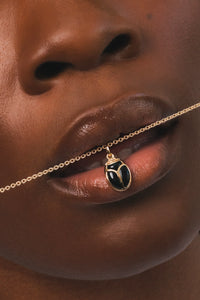 Collier SCARABÉE Pierres fines noires