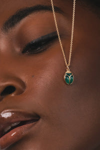 Collier SCARABÉE Pierres fines verte