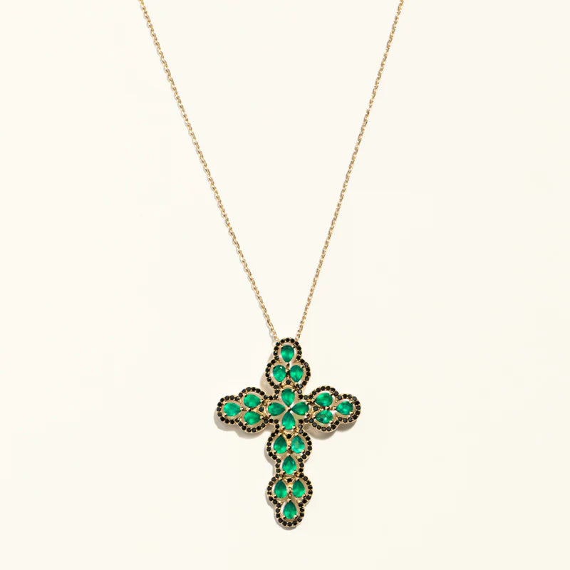 Collier Joséphine - Pierres fines Onyx vert & Onyx noir