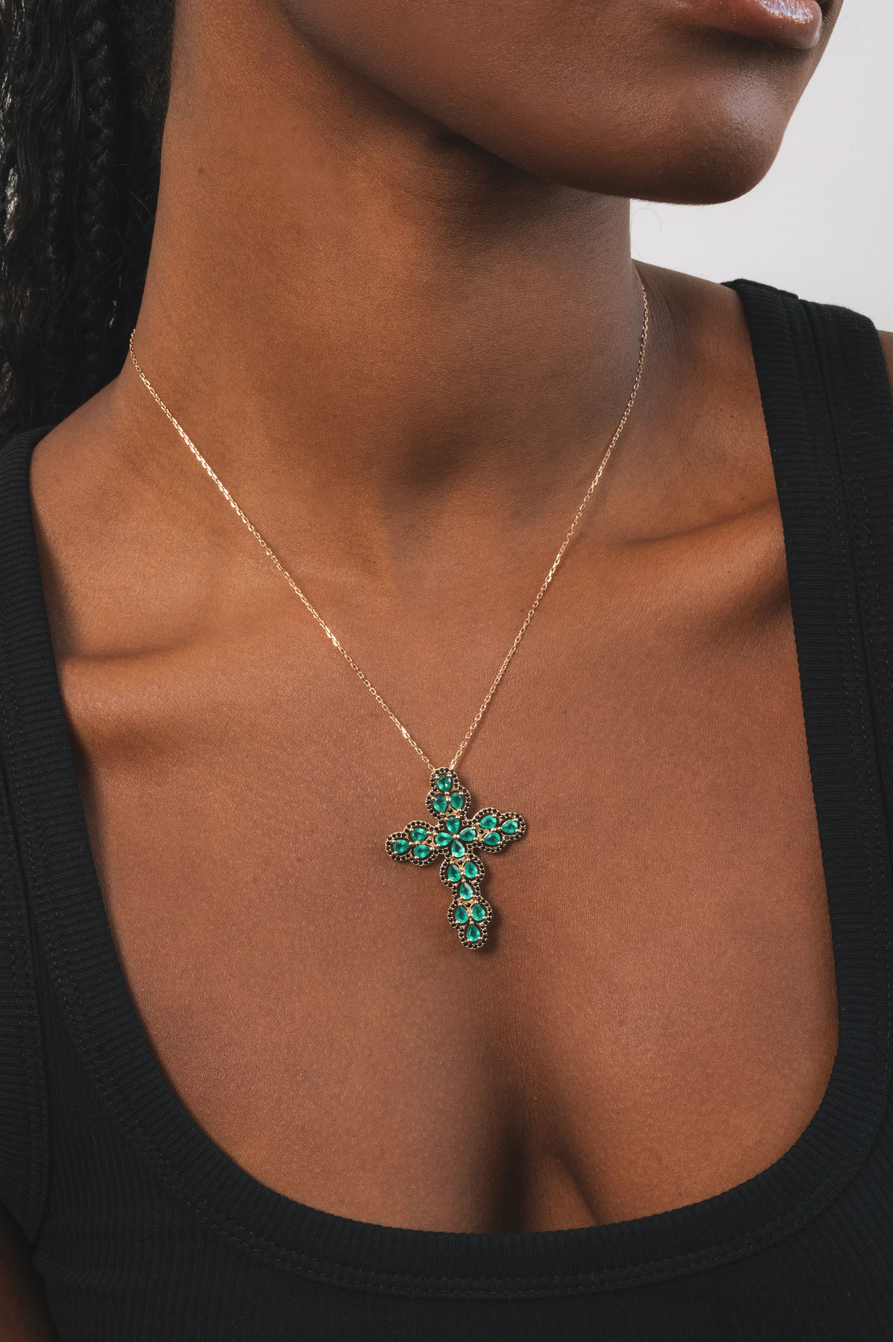 Collier Joséphine - Pierres fines Onyx vert & Onyx noir