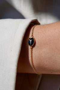 Bracelet SCARABÉE Pierres fines noires