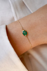 Bracelet SCARABÉE Pierres fines vertes