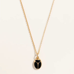 Collier SCARABÉE Pierres fines noires