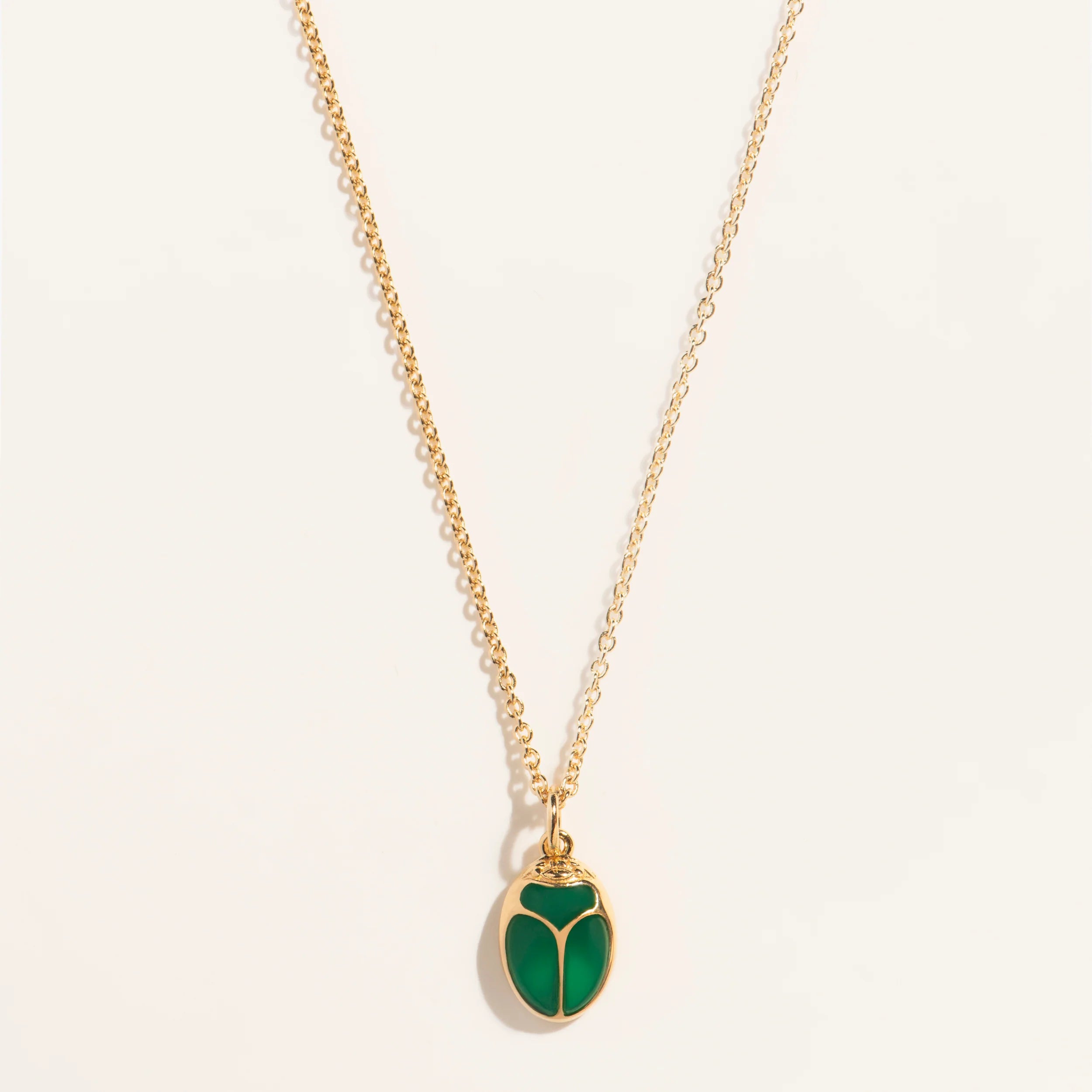 Collier SCARABÉE Pierres fines verte